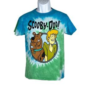 Scooby Doo Shirt Men Small Blue Green Tie Dyed Fred Graphic Short Sleeve Tee